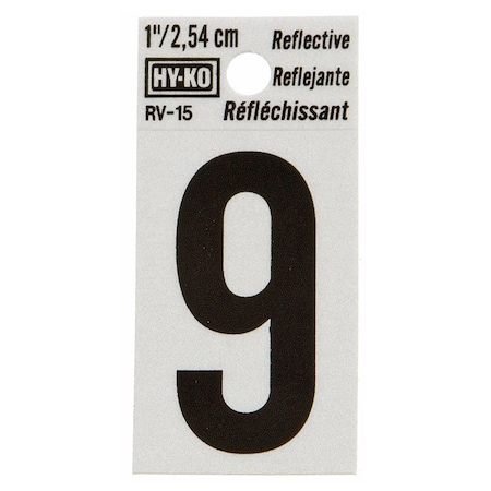 1.25In Reflective Number 9, 10PK